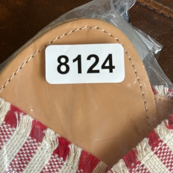 Lulus Sandals Espadrilles Flats  Fringed Canvas Striped Straps Red Women 10 - Picture 12 of 12